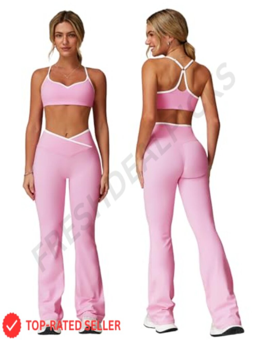 Women 2 Piece Workout Set Sports Bra Flare Leggings Yoga Gym Activewear